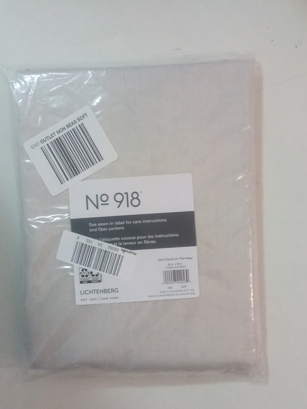 No 918 Ecru Tan Tab Top Window Curtain Panel 84" NWT $35